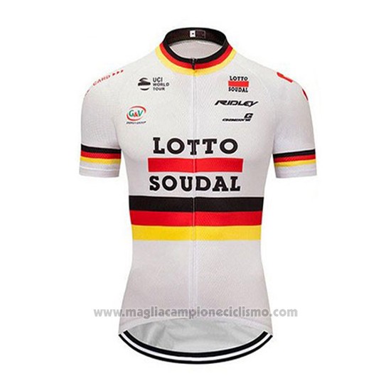 2018 Abbigliamento Ciclismo Lotto Soudal Campione Germania Manica Corta e Salopette